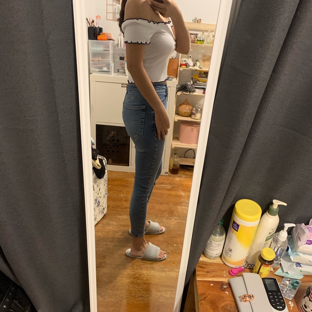 Zara off shoulder white t-shirt size small